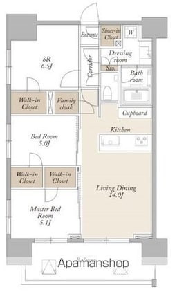 ＬＩＧＨＴ　ＴＥＲＲＡＣＥ　新宿御苑[3LDK/70.11m2]の間取図