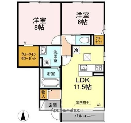 カーサ　セレーナ[2LDK/60.28m2]の間取図