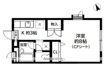 ＳＵＮＳＯＨ[1K/26.49m2]の間取図
