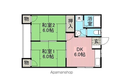 コーポ風見鶏[2DK/41.4m2]の間取図