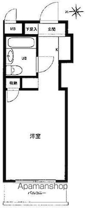 スカイコート品川第２[1R/16m2]の間取図