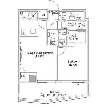 ザ・パークハビオ渋谷クロス[1LDK/38.18m2]の間取図