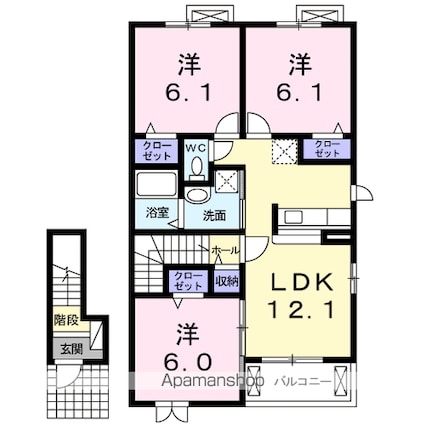 サンリットハウスＢ[3LDK/67.47m2]の間取図