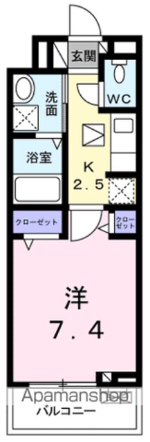 フォンターナ・ポルタ[1K/27.02m2]の間取図