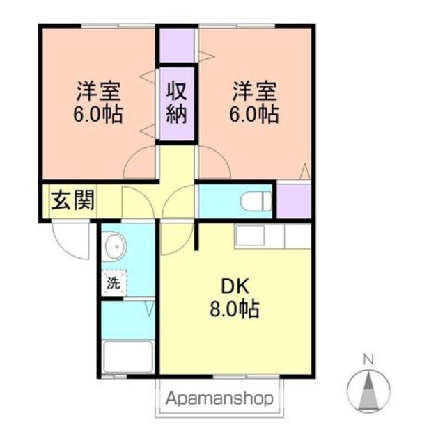 ロイヤルヒルズⅠ[2DK/47.69m2]の間取図