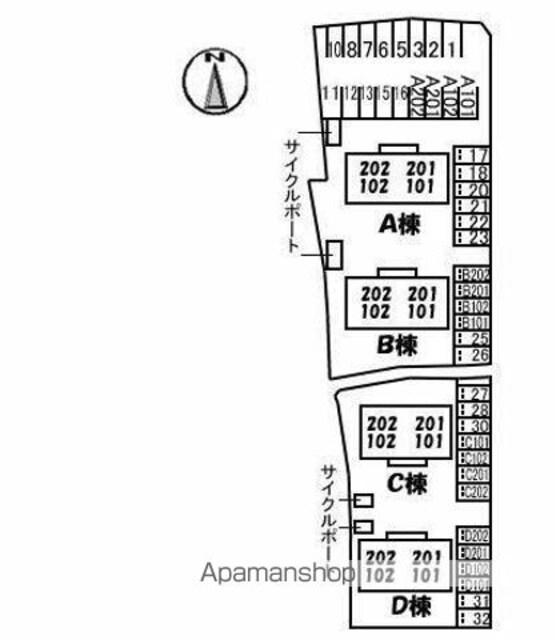 香川県高松市三名町[2LDK/58.27m2]の配置図