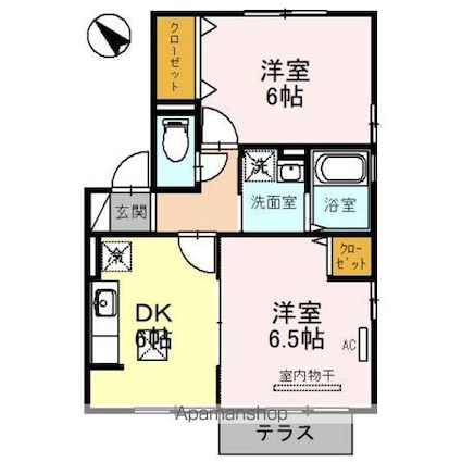 ウィルモア山泉[2DK/44.18m2]の間取図
