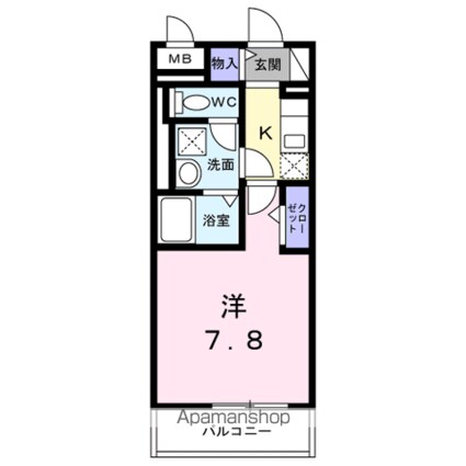 パークランド国立[1K/25.91m2]の間取図
