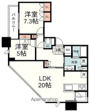 タワー・ザ・ファースト静岡[2LDK/77.03m2]の間取図