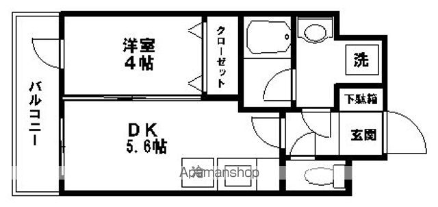 エルスタンザ子平町[1DK/26.64m2]の間取図