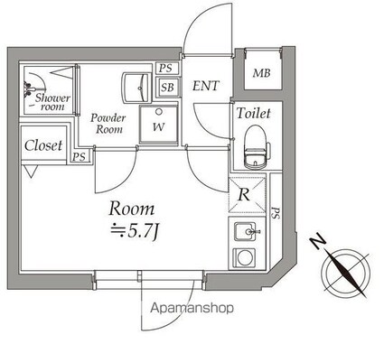 東京都中野区若宮１丁目[1R/16.82m2]の間取図