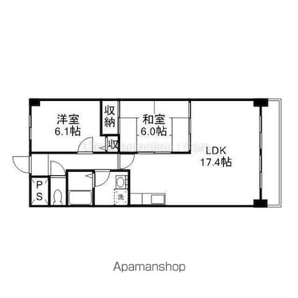 アドニス吉田[2LDK/62.6m2]の間取図