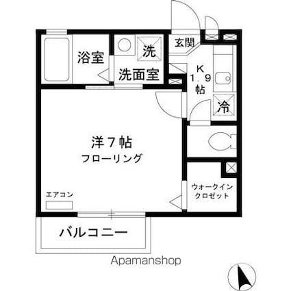 アンフラーゼ[1K/23.21m2]の間取図