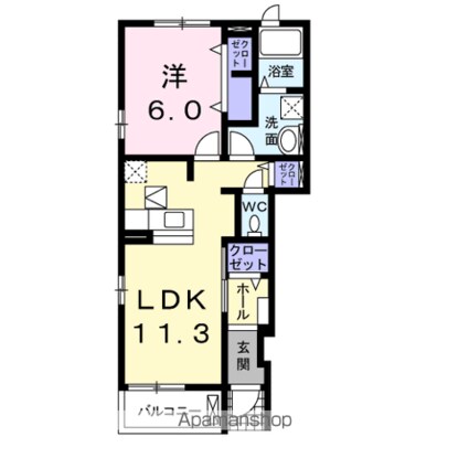 ボヌール・シュプレーム　Ｂ[1LDK/44.18m2]の間取図