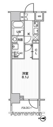 ステージグランデ錦糸町Ⅱ[1K/25.81m2]の間取図