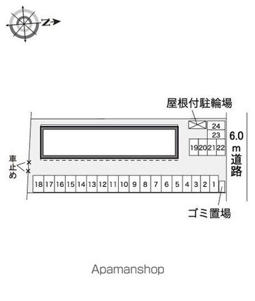 レオパレス美田園[1K/28.02m2]の配置図