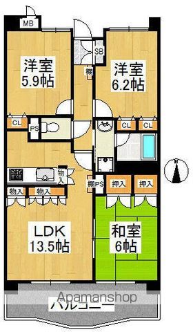 【小平市花小金井のマンションの間取り】