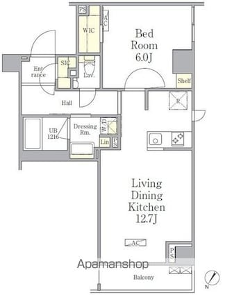 パークペルル池尻[1LDK/46.51m2]の間取図