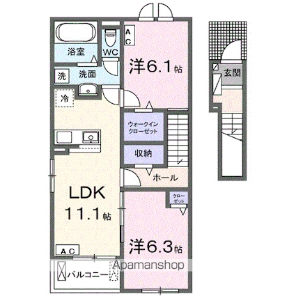 アーバン・ヌール　Ⅱ[2LDK/58.6m2]の間取図