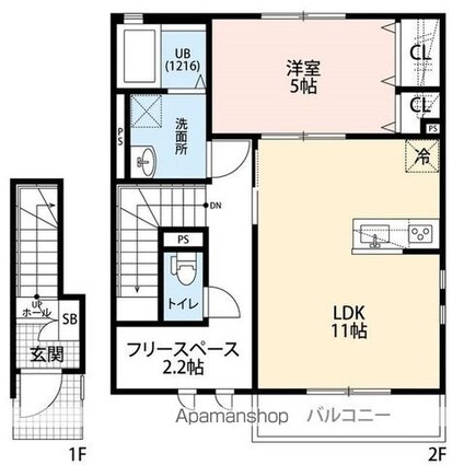 クレール　東大宮[1SLDK/47.8m2]の間取図