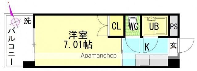 広島県広島市南区東雲２丁目[1K/19m2]の間取図