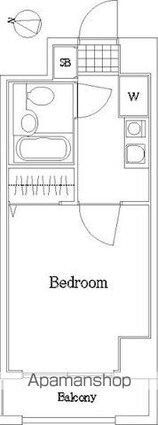 エヴェナール東中野[1K/19.8m2]の間取図