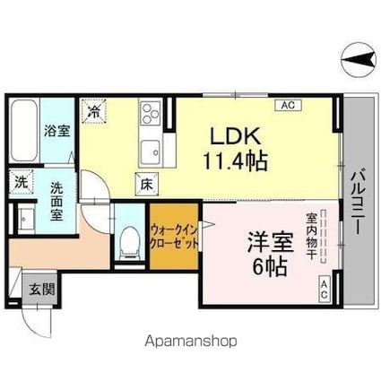 グレイスフル[1LDK/44.35m2]の間取図