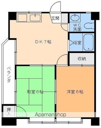 サンシャイン柳井[2DK/38.88m2]の間取図