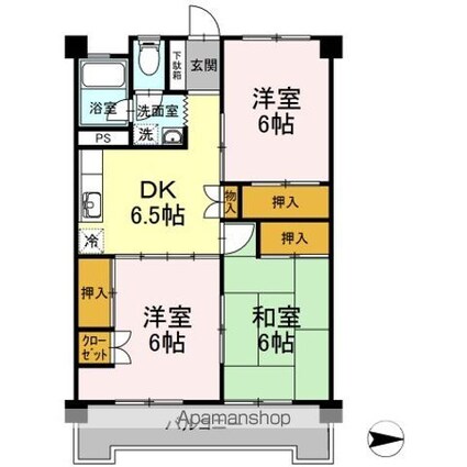レジデンス金剛[3DK/57.6m2]の間取図