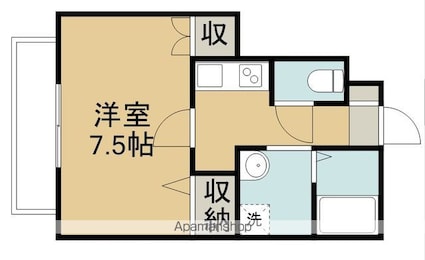 アスコット荒井東Ａ[1K/26.2m2]の間取図