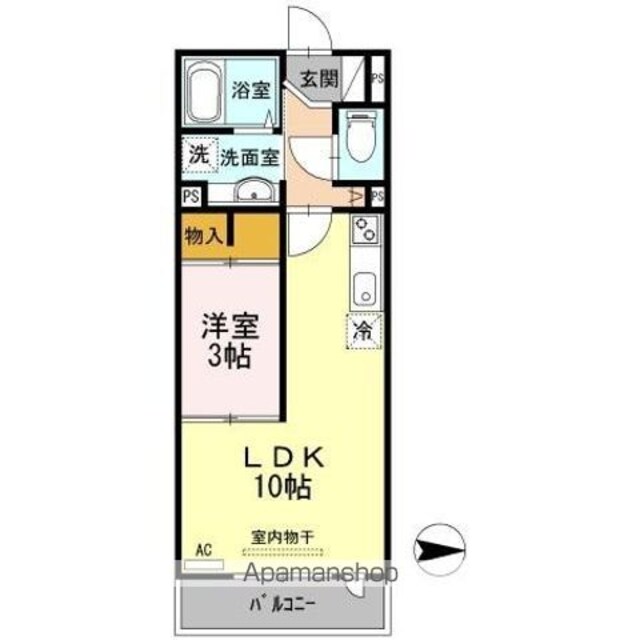 フォンティーヌ柏[1LDK/33.34m2]の間取図