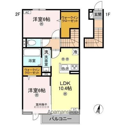 フォーゲルセレーノ　Ａ棟[2LDK/59.57m2]の間取図