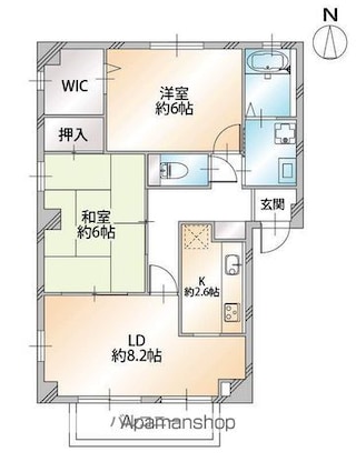 フォブール泉川[2LDK/55.89m2]の間取図