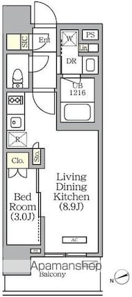 グランエール西日暮里[1LDK/30.96m2]の間取図