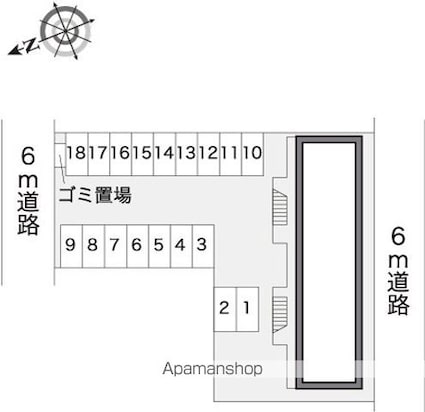 レオパレスキャッスルアサヒ[1K/20.28m2]の配置図