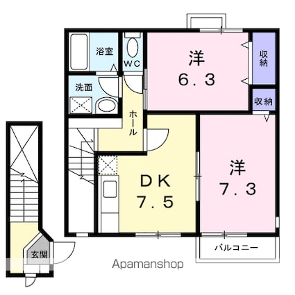 グラースＴＹ[2DK/54.96m2]の間取図