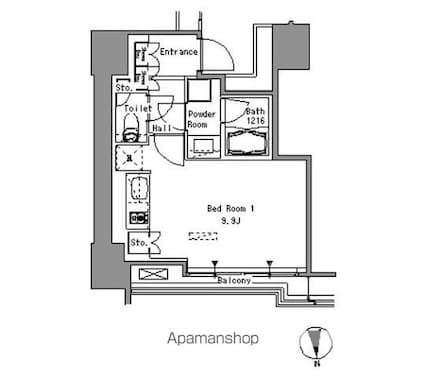 Ｗｈｉｔｅ　Ｔｏｗｅｒ　Ｈａｍａｍａｔｓｕｃｈｏ[1R/30.53m2]の間取図