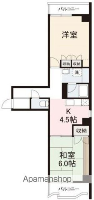 香川県高松市丸の内[2K/46.4m2]の間取図