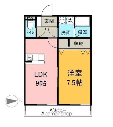 ハイツウエスト[1LDK/38.88m2]の間取図