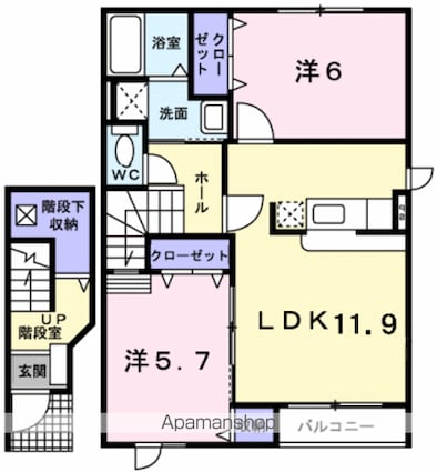 プランドール[2LDK/62.54m2]の間取図