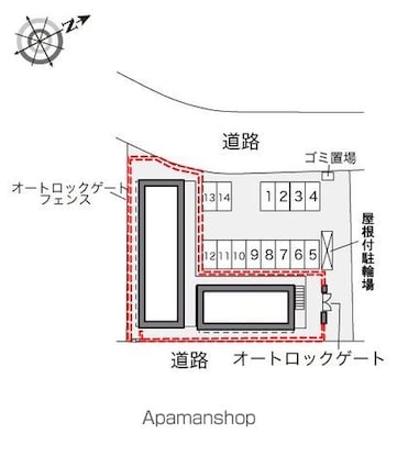 レオパレスドエル[1K/19.87m2]の配置図