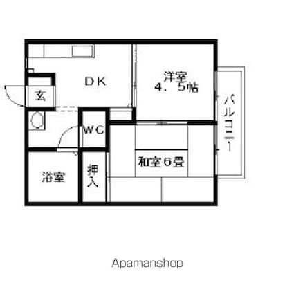 オリンピアＢ[2DK/36.36m2]の間取図