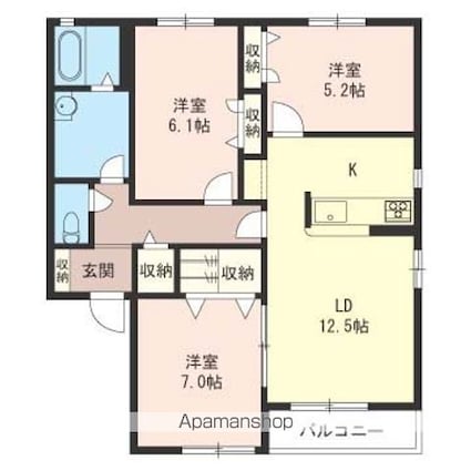 プレミールＤ[3LDK/71.65m2]の間取図