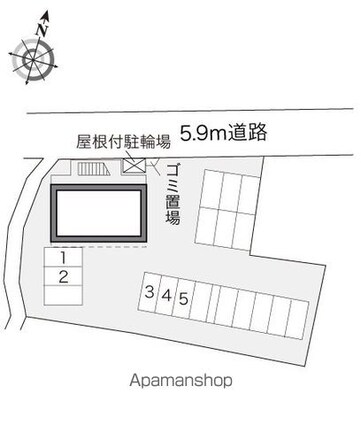 レオパレスドリーム２号館[1K/23.18m2]の配置図
