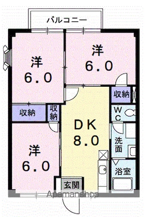 ファミリーハイツ[3DK/55.46m2]の間取図