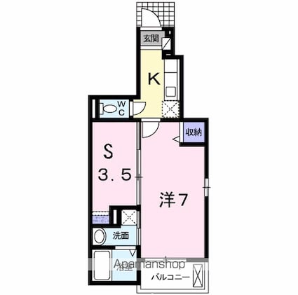 フィデール　庚午[1K/31.65m2]の間取図