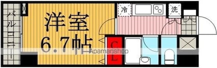 東京都世田谷区上馬２丁目[1K/21.89m2]の間取図
