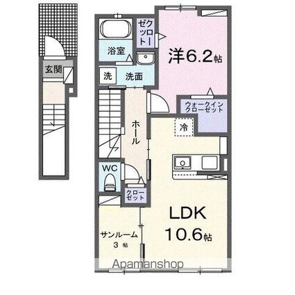 ＪＡＤＡ　Ｈｏｕｓｅ滝宮Ａ[1LDK/51.63m2]の間取図