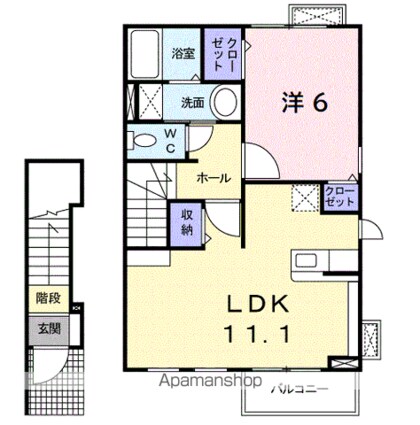 アルカンシェル[1LDK/46.09m2]の間取図