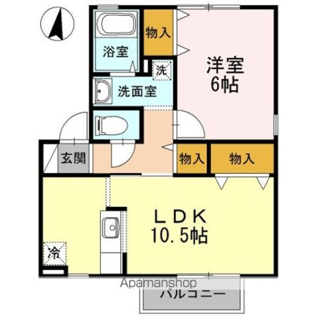 アトリオ・カルティス[1LDK/42.11m2]の間取図